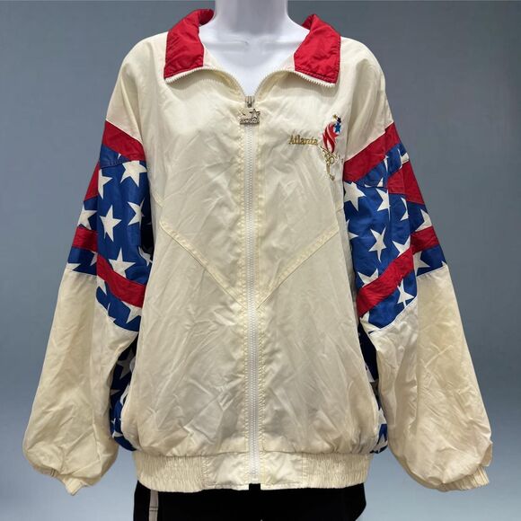 vintage starter 1996 atlanta olympics usa flag windbreaker jacket size large - Picture 1 of 8